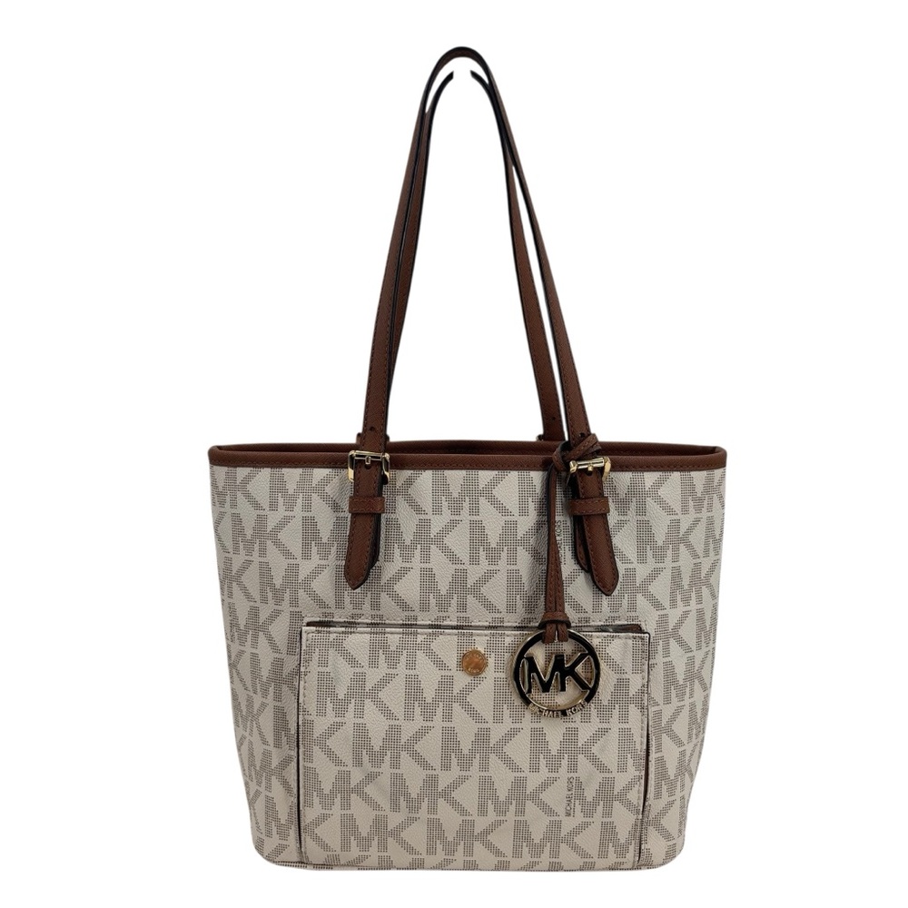 Michael Kors Jet Set Signature Logo Vanilla Tote Bag - Picture 3 of 10